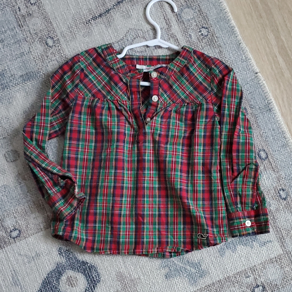 Vineyard Vines Toddler Girls Plaid Tartan Holiday Shirt Top Sz2T